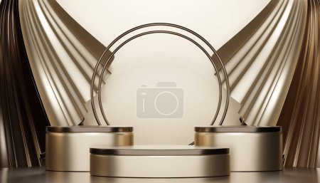 Photo for Gold stage podium decoration suitable for products. - Royalty Free Image