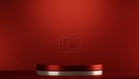 Photo for Red podium show cosmetic product geometric - Royalty Free Image