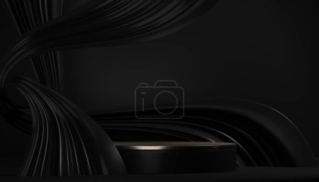 Foto de Escenario negro podio para la decoración de productos adecuado .3D renderizado - Imagen libre de derechos