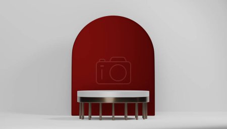 Téléchargez les photos : Décoration podium scène rouge adaptée aux produits.rendu 3D - en image libre de droit