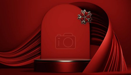 Photo for Red stage podium decoration suitable for products.3D rendering - Royalty Free Image