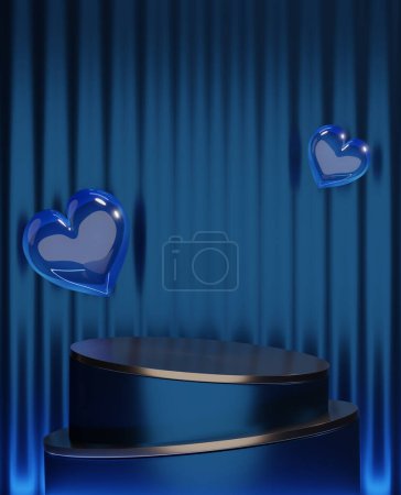 Foto de Fondo geométrico azul oscuro, concepto azul podio de estilo japonés. - Imagen libre de derechos