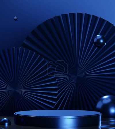 Azul Fondo geométrico abstracto, estilo japonés podio azul concepto .