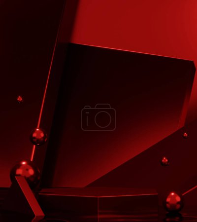 Photo for China Red stage podium decoration suitable for products. - Royalty Free Image