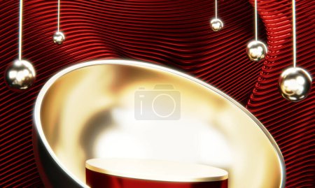 Téléchargez les photos : Décoration podium scène rouge Chine adapté aux produits. - en image libre de droit