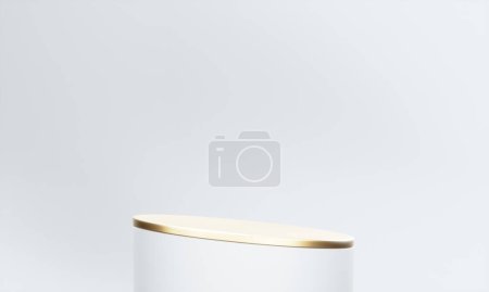 Foto de Podio blanco y salpicaduras de agua sobre fondo blanco. - Imagen libre de derechos