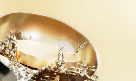 Photo for Gold podium and water splashingt on white background. - Royalty Free Image