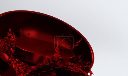 Foto de El soporte de visualización del producto y salpicaduras de agua roja en el fondo. - Imagen libre de derechos