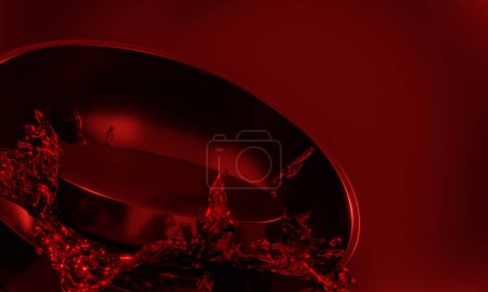 Foto de El soporte de visualización del producto y salpicaduras de agua roja en el fondo. - Imagen libre de derechos