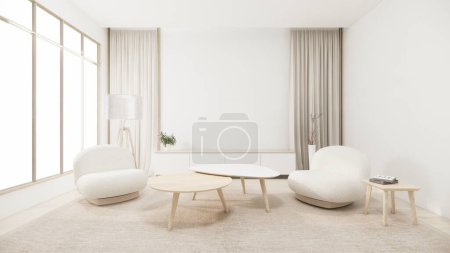 Photo for Muji minimalist, Sofa furniture and modern room design minimal.3D rendering - Royalty Free Image
