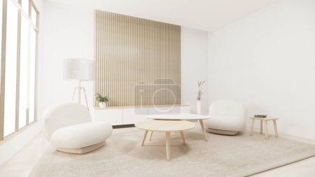Téléchargez les photos : Muji minimaliste, Meubles de canapé et design moderne minimal.3D rendu - en image libre de droit