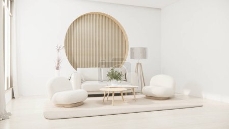 Foto de Sofá sillón diseño minimalista muji style.3D rendering - Imagen libre de derechos