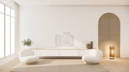Téléchargez les photos : Muji minimaliste, Meubles de canapé et design moderne minimal.3D rendu - en image libre de droit