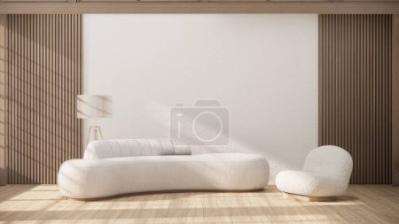 Foto de Sofá muebles y maqueta moderna habitación de diseño mínimo.3D renderizado - Imagen libre de derechos