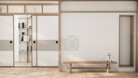 Photo for Minimal cabinet for tv interior wall mockup. - Royalty Free Image