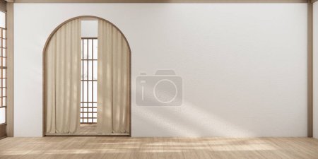 Téléchargez les photos : Style japonais, chambre vide décorée en chambre blanche intérieur japonais. - en image libre de droit
