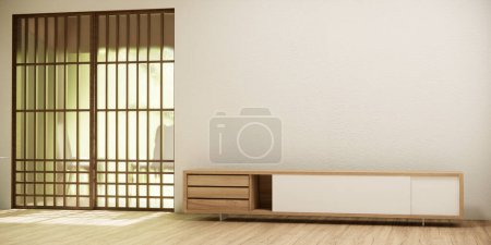 Photo for Cabinet in hallway Clean japanese minimalist room interior. - Royalty Free Image