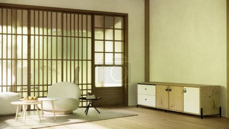 Foto de Gabinete en pasillo Limpiar interior habitación minimalista japonés. - Imagen libre de derechos