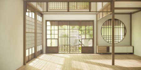 Téléchargez les photos : Armoire dans le couloir Nettoyer japonais intérieur de la chambre minimaliste. - en image libre de droit