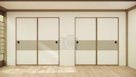 Téléchargez les photos : Le couloir Nettoyer l'intérieur de la pièce minimaliste japonaise, rendu 3D - en image libre de droit