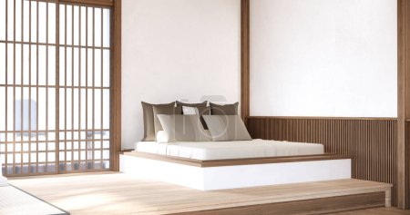 Photo for Modern japan style bedroom decorated and minimalist bed. - Royalty Free Image