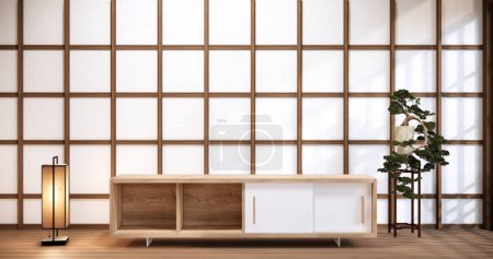 Photo for Modern japan style and decorated with cabinet on white wall. 3d rendering - Royalty Free Image