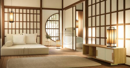 Foto de Habitación original - diseño de interiores de estilo japonés. - Imagen libre de derechos