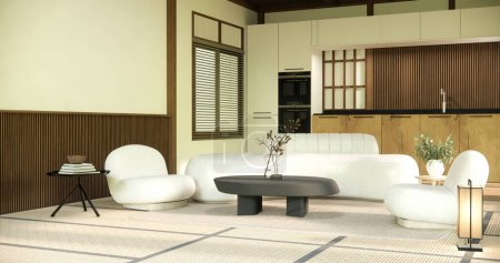 Photo for Minimalist japandi style living room decorated with sofa - Royalty Free Image