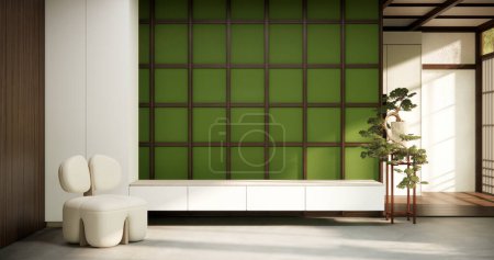 Photo for Tv cabinet in modern empty room Japanese - zen style,minimal designs. - Royalty Free Image