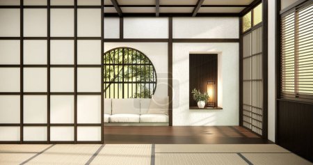 Foto de Habitación de Japón, estilo Muji, Habitación de madera vacía, Limpieza del interior de la habitación japandi - Imagen libre de derechos