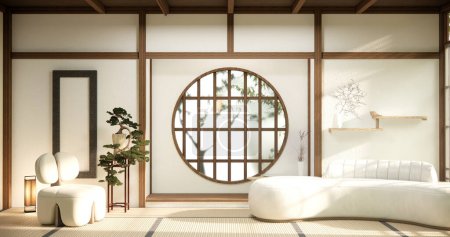 Photo for Minimalist japandi style living room decorated with sofa - Royalty Free Image