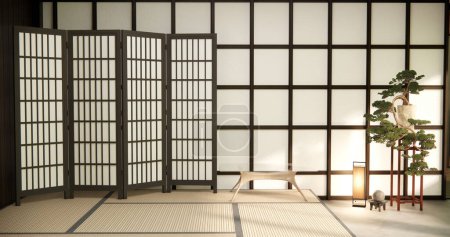 Photo for Interior, Empty room and tatami mat floor room japanese style. - Royalty Free Image
