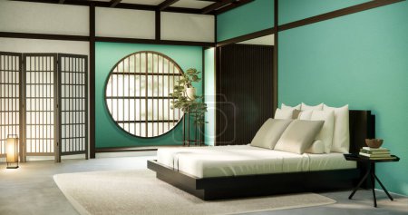 Téléchargez les photos : Chambre à coucher style minimal japonais., Moderne blanc, chambre minimaliste. - en image libre de droit