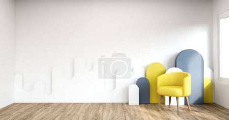 Photo for Yellow Empty room,Clean japanese minimalist room interior - Royalty Free Image