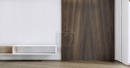 Foto de Gabinete de diseño de madera en el interior de la habitación blanca estilo moderno. - Imagen libre de derechos