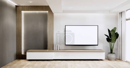 Téléchargez les photos : Cabinet design en bois sur chambre blanche style moderne intérieur. - en image libre de droit