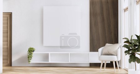 Foto de Gabinete de diseño de madera en el interior de la habitación blanca estilo moderno. - Imagen libre de derechos