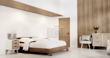 Photo for Muji Japan bedroom interior minimal style, Japanese interior.3D rendering - Royalty Free Image