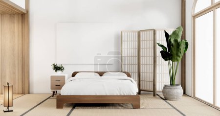 Foto de Muji Japón dormitorio interior estilo minimalista, interior japonés.Representación 3D - Imagen libre de derechos