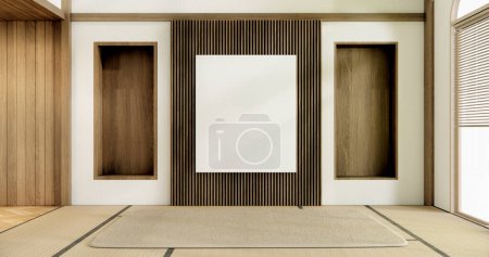 Téléchargez les photos : Chambre vide Muji style japonais intérieur minimum.rendu 3D - en image libre de droit