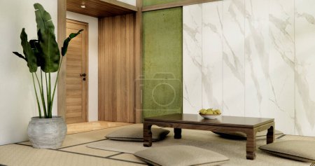 Photo for Muji green living room japanese style and decoration for japan.3D rendering - Royalty Free Image