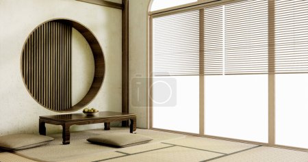 Téléchargez les photos : Salon Muji style japonais et décoration pour le Japon.rendu 3D - en image libre de droit