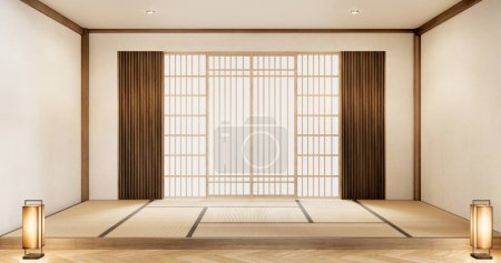 Foto de Blanco habitación de madera vacía, limpieza interior de la habitación de Japón - Imagen libre de derechos