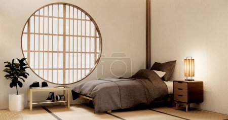 Téléchargez les photos : Chambre à coucher Muji Japon intérieur style minimal, intérieur japonais. - en image libre de droit