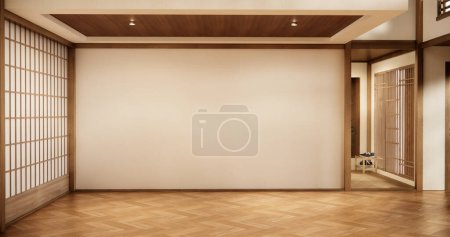 Téléchargez les photos : Chambre vide, intérieur de la chambre minimaliste japonaise propre - en image libre de droit