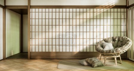 Téléchargez les photos : Fauteuil canapé et décoration japon sur l'intérieur de la chambre moderne . - en image libre de droit