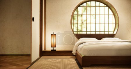 Téléchargez les photos : Intérieur Luxe moderne style japonais chambre à coucher maquette, Conception de la plus belle. - en image libre de droit