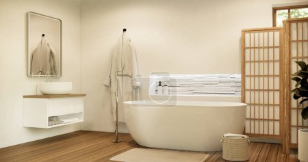 Photo for The Bath and toilet on bathroom japanese style. - Royalty Free Image