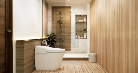 Foto de WC y decoartion en moderno zen cuarto de baño de estilo japón. - Imagen libre de derechos