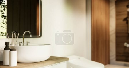 Foto de WC y decoartion en moderno zen cuarto de baño de estilo japón. - Imagen libre de derechos